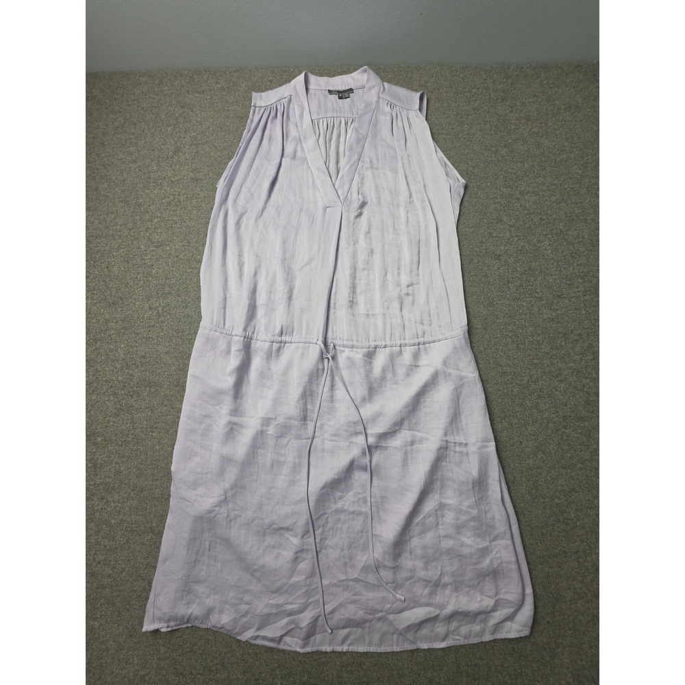 Vince Sheath Dress Womens Medium Lavender Purple Pleated Sleeveless Tie Waist